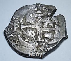 1692 Spanish Bolivia Silver 2 Reales Three Dates Genuine 1600's Pirate Cob Coin