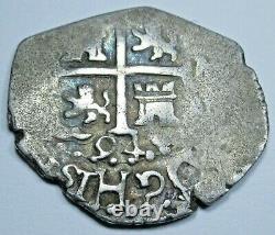 1694 Lima Peru Silver 1 Reales Antique 1600's Spanish Colonial Pirate Cob Coin