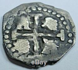 1694 Spanish Silver 1/2 Reales Cob Piece of Eight Real Colonial Treasure Coin