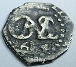 1694 Spanish Silver 1/2 Reales Cob Piece of Eight Real Colonial Treasure Coin