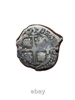 1696  2 Reales Cob Bolivia Potosi Silver Spanish Colonial Coin 6g 26/25mm