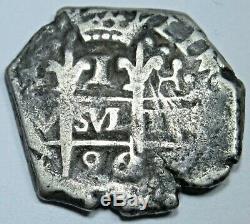 1696 Spanish Lima Silver 1 Reales Piece of 8 Real Old Pirate Treasure Cob Coin