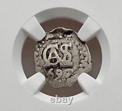 1697-L Peru Charles II 1/2 Real Cob NGC VF25 Bold Monogram Only Graded Example