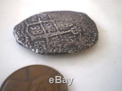 1698 Lh Peru 8 Reales Shipwreck Colonial Doubloon Rare Cob Silver Coin