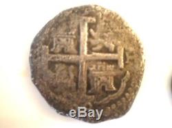 1698 Lh Peru 8 Reales Shipwreck Colonial Doubloon Rare Cob Silver Coin