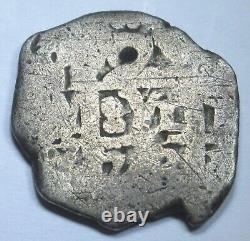 1700's Spanish Bolivia Silver 2 Reales Antique Colonial Pirate Treasure Cob Coin