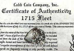 1701-1715 Treasure Fleet Silver Mexico 4 Reales Salvage Cob From 1715 Ship Fleet