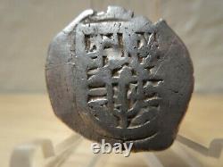 1701-1728 Mexico 1 Real Spanish Colonial Silver Cob Shipwreck Coin Shield/Cross