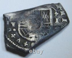 1704-07 Madrid Spanish Silver 1 Reales Genuine Antique Colonial Pirate Cob Coin