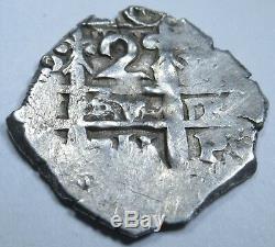 1711 Spanish Silver 2 Reales Piece of 8 Real Cob Colonial Two Bits Pirate Coin