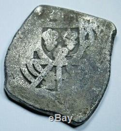 1714-1723 Shipwreck Spanish Mexico Silver 4 Reales Old Antique Pirate Cob Coin