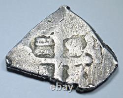 1714-1733 Mexico Silver 1 Reales Spanish Colonial Cross Pirate Treasure Cob Coin