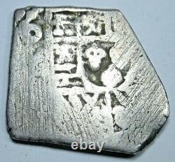 1715-1733 Spanish Silver 1 Reales Cob Genuine Antique 1700s Colonial Pirate Coin