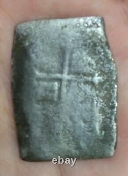 1715 Fleet Spanish 8 Reales Silver Cob Coin Treasure Beach Find Authentic