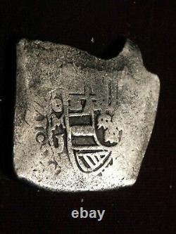 1715 Mexico 8 Reales VF Detail Silver Cob Philip V KM47a 24g Partial Date id33