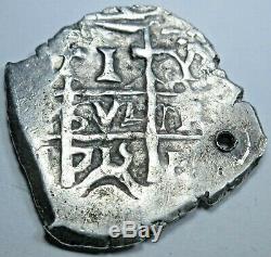 1715 Spanish Potosi Silver 1 Reales Piece of 8 Real Old Pirate Treasure Cob Coin