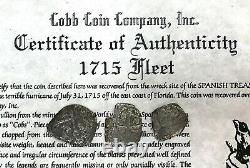 1715 Treasure Fleet (3) Silver Mexico Salvaged Cobs 1/2 & 1 Reales Fragments