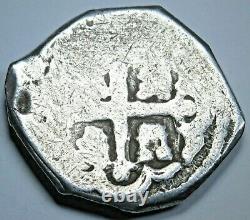 1716-1719 OMJ Mexico Silver 4 Reales Old Spanish Colonial 1700's Pirate Cob Coin