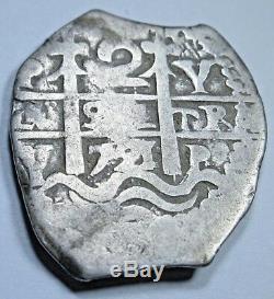 1721 Potosi Spanish Silver 2 Reales Cob Piece of 8 Two Real Colonial Pirate Coin