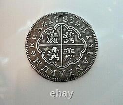 1723 2 Reales Silver Spanish Treasure Cob Coin