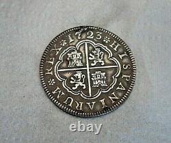 1723 2 Reales Silver Spanish Treasure Cob Coin