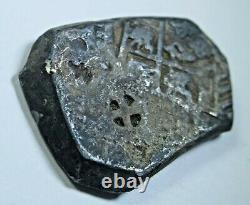 1724-1733 Shipwreck Mexico Silver 4 Reales Old Chopmarks Spanish Pirate Cob Coin