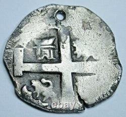 1725 M Rare Luis I Lima Spanish Silver 1 Reales Antique Louis I Pirate Cob Coin