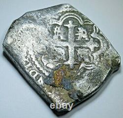1729 Spanish Mexico Silver 8 Reales Antique Old Colonial Pirate Dollar Cob Coin