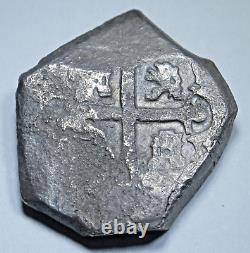 1730-33 Shipwreck Mexico Silver 4 Reales Spanish Colonial Pirate Cob Cross Coin