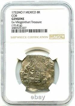 1730 8-Reales Silver Spanish Coin, Vliengenthart Shipwreck Cob, NGC Graded, Nice