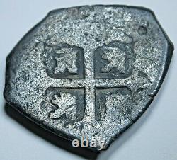 1730 Shipwreck Mexico Silver 4 Reales Dated Old Spanish Colonial Pirate Cob Coin