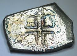 1730 Spanish Mexico Shipwreck Silver 4 Reales Genuine Old 1700's Pirate Cob Coin