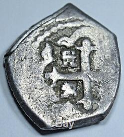 1730 Spanish Mexico Silver 1 Reales Antique Colonial Pirate Treasure Cob Coin
