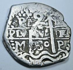 1730 Spanish Silver 2 Real Piece of 8 Reales Colonial Pirate Treasure Cob Coin