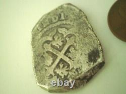 1732 Mexico 8 Reales Vliegenthart Shipwreck Cob 8r Spanish Colonial Silver Coin
