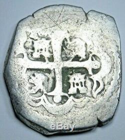 1732 Spanish Mexico Silver 4 Reales Real Antique Colonial Silver Pirate Cob Coin