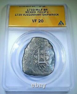 1733 Vliegenthart Shipwreck Silver 8 Reales 1700s Spanish Dollar Pirate Cob Coin