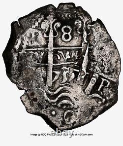 1733 Y-A Bolivia Philip V 8 Real Silver NGC AU Details Gorgeous De Yllana Cob