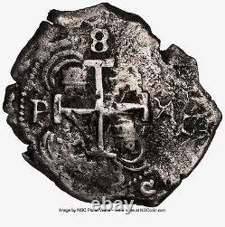 1733 Y-A Bolivia Philip V Cob 8 Reales 26.16g Silver NGC AU Details Potosi Mint