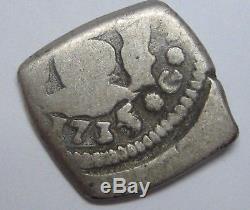 1735 /4 Guatemala 1/2 Real Cob Unpublished Philip V Silver Coin Rare Spain