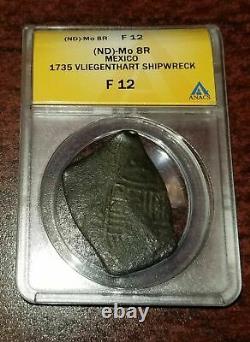 1735 Vliegenthart 8 Reales Silver Shipwreck Cob Coin Ocean Recovered