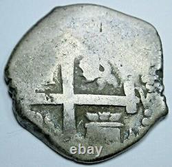 1739-1746 Spanish Peru Silver 1 Reales Genuine Old Antique 1700s Pirate Cob Coin