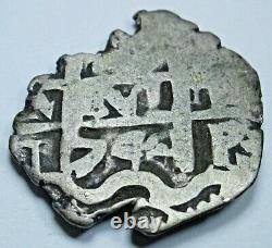 1745 Bolivia Silver 1 Reales Antique 1700's Old Spanish Colonial Pirate Cob Coin
