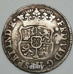 1748 Mexico 2 Reale Milled Colony Cob Pillars King U. S Silver Legal Tender Coin