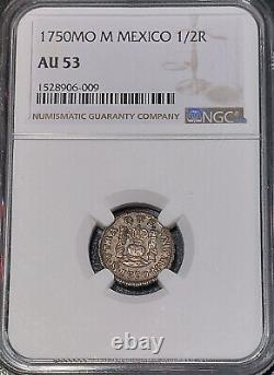 1750 MO Mexico 1/2 Real Spanish Pirate Silver NGC AU53 Genuine Colonial Era Coin
