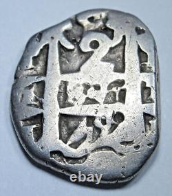 1752 Spanish Bolivia Silver 2 Reales Colonial 1700's Pirate Treasure Cob Coin