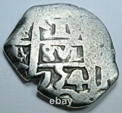 1754 Bolivia Silver 1 Reales Antique 1700'S Old Spanish Colonial Pirate Cob Coin