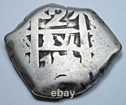 1754 Spanish Bolivia Silver 2 Reales Colonial 1700's Pirate Treasure Cob Coin