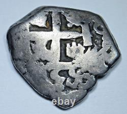 1755 Spanish Bolivia Silver 2 Reales Colonial 1700's Pirate Treasure Cob Coin