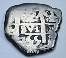 1755 Spanish Bolivia Silver 2 Reales Colonial 1700's Pirate Treasure Cob Coin